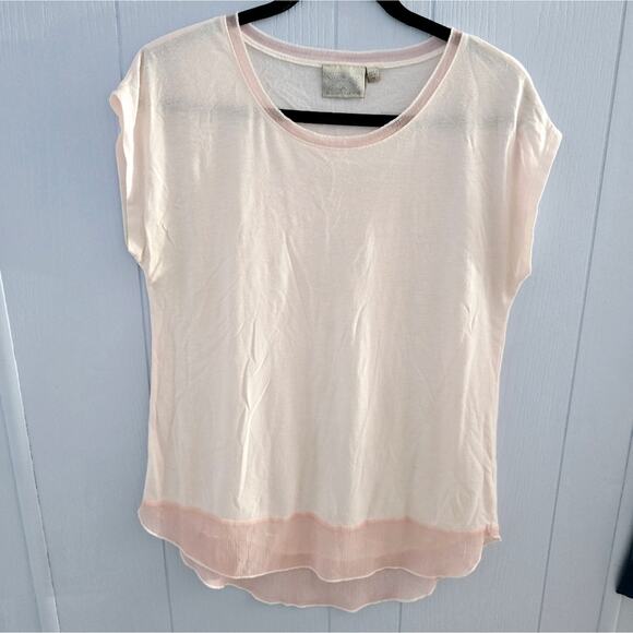 Dantelle Blouse Size M – Baby Pink, Sheer, Feminine, Layered Hem - Picture 1 of 9